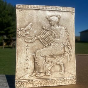 Apollo Lyre Bird Ancient Greece Bas-Relief Glazed Tile Wall Art Hanging Decor